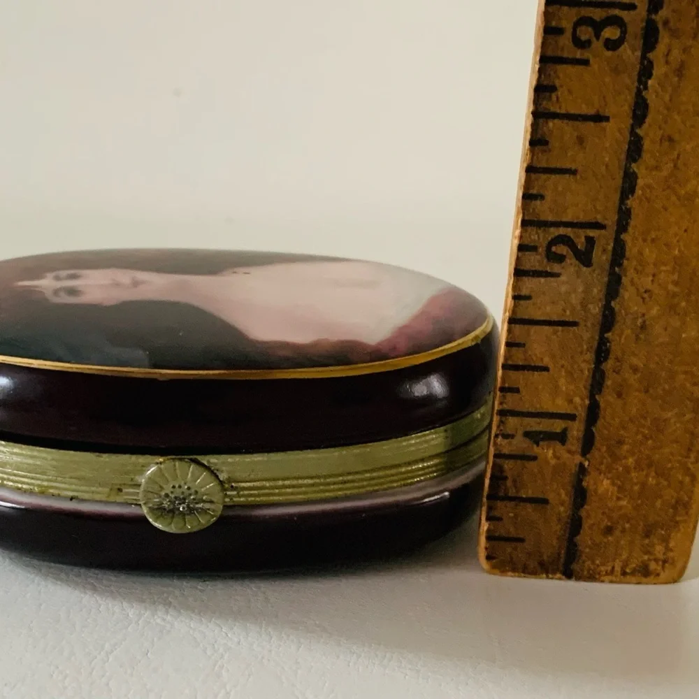 Rare Antique 1910 Porcelain Oval Jewelry Trinket Box